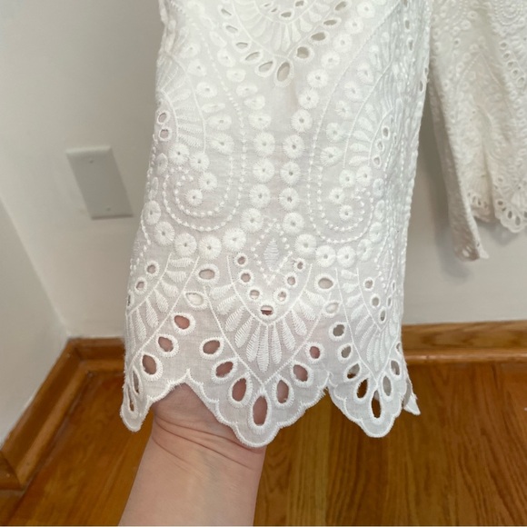 NEW NWT TRINA TRINA TURK Scallop Hem Eyelet Cropped Jumpsuit Cream Ivory ?? Boho - Picture 9 of 16